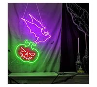 Señal de luz de neón Letrero de neón murciélago para calabaza con brillo ajustable 38 cm x 52(D)