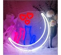 Señal de luz de neón Letrero de neón para Luna, Amor, Gato, para Dormitorio, Bar, para Fiesta, cafetería, San Valentín