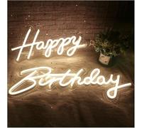 Señal de luz de neón Letrero LED de neón para Feliz cumpleaños, luz para Fiesta, acrílico Transparente, decoración para bebé