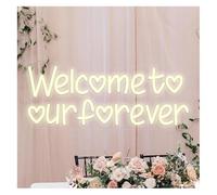 Señal de luz de neón Letrero Luminoso Bienvenido a Nuestra habitación para Siempre de neón, decoración Pared LED para Bodas y Fiestas 42x17cm(Warm White)