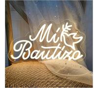 Señal de luz de neón Letrero Luminoso Mi Bautizo LED Neón para Decoraciones de Fiestas cumpleaños y Festivales(C)