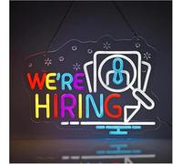Señal de luz de neón Letreros de neón Estamos CONTRATANDO para Negocios y Tiendas. ¡Contrata Ahora! 40×30 cm