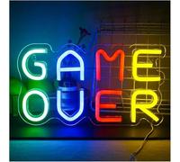 Señal de luz de neón Letreros de neón Game Over Regulables, para Decorar la Pared Zona Juegos, Logotipo 18 x 32 cm