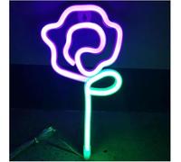 Señal de luz de neón Letreros de neón LED con Forma Rosa para habitación, Pared, para Fiesta, Oficina, hogar, Bar, decoración, lámpara Noche(Neon-3)