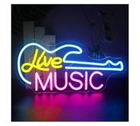 Señal de luz de neón Letreros de neón para Colgar, música en decoración Pared, 20,5 x 42 cm