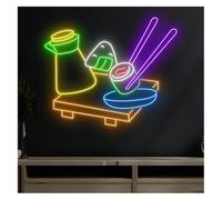 Señal de luz de neón Luces de neón ambientales relajantes para la Hora del Sushi con Brillo Ajustable, letreros enrollables eléctricos