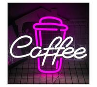 Señal de luz de neón Para neón Luz Taza de café Luminoso LED Signo Para Fiesta Boda Tienda Cumpleaños Reunión Habitación Mural Personalidad Arte Decoración Pared(F)