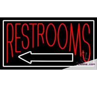 Señal de luz LED de neón real para baños con flecha blanca, tubo LED hecho a mano para decoración de pared de cueva de hombre, PVC, 14 x 17 pulgadas