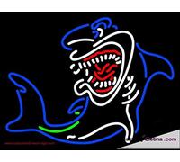 Señal de luz LED de neón real, tubo de cabeza de tiburón, hecho a mano, para decoración de pared de cueva de hombre, PVC, 14 x 17 pulgadas