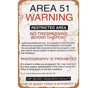 Señal de metal Area 51 Señal de advertencia de lata de 8 x 12 pulgadas