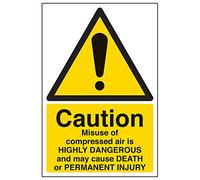 Señal de "Misuse Of Compressed Air May Cause Death" de VSafety (paquete de 3), 200mm x 300mm, 3