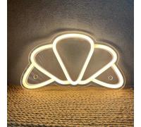 Señal de neón con forma de croissant Señal de neón alimentada por USB con luz de pan ajustable Decoración mural para panadería, cocina, bar de café y tienda de postres