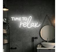 Señal de neón con luz blanca fría, regulable, con texto en inglés "Time to Relax", lámpara de pared LED para spa, peluquería, baño y dormitorio, decoración de relajación, regalo para amigos