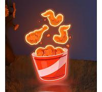 Señal de neón de pollo frito, luz LED de pollo crujiente, señal de neón de comida con alimentación USB, regulable, ideal para tiendas de comida rápida, barra de aperitivos, buffet, restaurante y pub