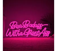 Señal de neón rosa con texto en inglés "Be a Badass with a Goodass", luz LED de neón con interruptor de atenuación para decoración de pared del hogar