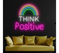 Señal de neón Think Positive, Think Positive Led Letrero Letrero de Neón, Personalizado Letrero de Neón, Decoración de Pared de Boda LGBT, Letrero LGBT para Amantes del Orgullo Corazón, Regalo LGBT