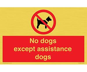 Señal de "No Dogs except Assistance Dogs", 300 x 200 mm, A4L