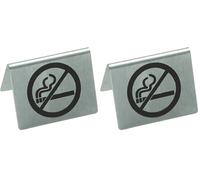 Señal de "No Smoking" (prohibido fumar) de acero inoxidable para mesa, de Stalwart U044 (Paquete de 2)