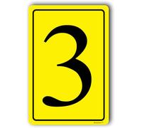 Señal de número 3, letreros de números para espacios públicos, letreros de números al aire libre, letrero numerado para estacionamientos, letreros de números de aluminio para cancha de tenis, 8 x 12
