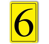 Señal de número 6, letreros de números para espacios públicos, letreros de números al aire libre, letrero numerado para estacionamientos, letreros de números de aluminio para cancha de tenis, 8 x 12