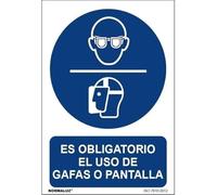 Señal de obligación para uso de gafas o pantalla, con tintas UV SEKURECO