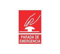 Señal de Parada de emergencia de texto y pictograma COFAN