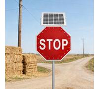 Señal de parada intermitente LED de 24 pulgadas, marco de aluminio resistente al óxido con película reflectante, para una mayor seguridad en la calle y la entrada, 2 x 24 pulgadas