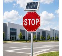 Señal de parada solar - Señales octágonas de tráfico LED de calle parpadeante de 2 x 24 pulgadas