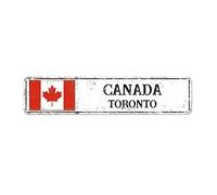 Señal de pared retro de la bandera de Canadá, letrero de recuerdo de la ciudad de Toronto, placa de metal retro, letrero de estaño bandera nacional, recuerdo del país, placa de metal para colgar en