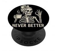 Señal de Paz de café Esqueleto Nunca Mejor Halloween PopSockets PopGrip Adhesivo