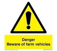 Señal de peligro con vehículos agrícolas - 85 x 85 mm - S85