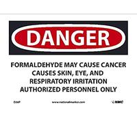 Señal de peligro de marcador nacional D30P - Formaldehíardo puede causar cáncer causa piel, ojos y irritación respiratoria autorizada personal, 7 pulgadas x 10 pulgadas, P vinilo