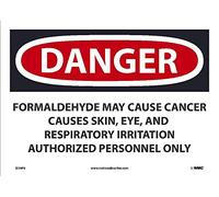 Señal de peligro de marcador nacional D30PB - Formaldehíardo puede causar cáncer causa piel, ojos y irritación respiratoria autorizada personal, 10 pulgadas x 14 pulgadas, P vinilo