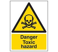 Señal de peligro tóxico VSafety "Danger Toxic Hazard", retrato, paquete de 3, 150mm x 200mm, 3