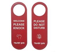 Señal de piel con texto en inglés "Do Not Disturb para puerta de oficina", con texto en inglés "Welcome Please Knock on Back", 24 cm, en rojo o verde (rojo)