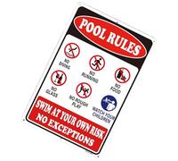 Señal de piscina con reglas - Rustproof Weatherproof Metal Safety | 30 x 20 cm No Diving Sign Pool Decorations Outdoor | Rustproof Weatherproof For Swimming Park Beach Farmhouse Kids Adults Warning