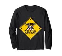 Señal de precaución Boston Terrier perro divertido regalo Bostie Puppy Manga Larga