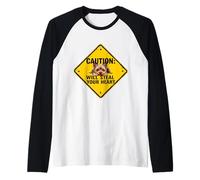Señal de precaución Yorkshire Terrier perro divertido regalo Yorkie Puppy Camiseta Manga Raglan