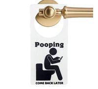 Señal de privacidad - Señal ocupada para puerta de baño | 17 x 8 x 0,5 cm Toilet Vacant Occupied | Novedad Pooping Come Back Later | Percha de madera para puerta de inodoro, hogar, tienda