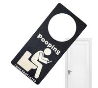 Señal de privacidad - Señal ocupada para puerta de baño | 17 x 8 x 0,5 cm Toilet Vacant Occupied | Novedad Pooping Come Back Later | Percha de madera para puerta de inodoro, hogar, tienda
