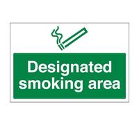 Señal de prohibición de zona de fumar designada VSafety - Paisaje - 300 mm x 200 mm - 2 mm de plástico rígido