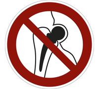 Señal de prohibición prohibido para personas con implantes metálicos, UE 10 unid.