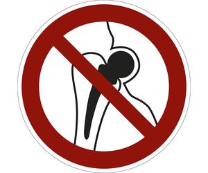 Señal de prohibición prohibido para personas con implantes metálicos, UE 10 unid.