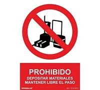 Señal de Prohibido depositar materiales, mantener libre el paso SEKURECO