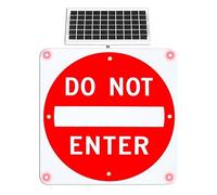 Señal de Prohibido el paso con luz LED solar intermitente de 61 cm/76 cm Marco de aluminio resistente Señal de advertencia de seguridad vial Con kit de montaje(30im)