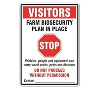 Señal De Prohibido Plan De Bioseguridad Agrícola En Marcha Duradero Cartel Metálico Decorativo Placa Metálica para Sala De Estar Decoración Oficina 20X30Cm