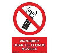 Señal de prohibido usar teléfonos móviles, con tintas UV SEKURECO