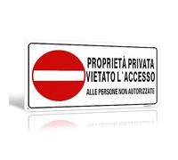 Señal de propiedad privada prohibido el acceso a personas no autorizadas, 30 x 15 cm, aluminio, apto para interior y exterior