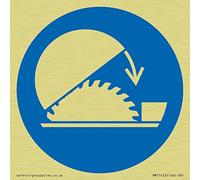 Señal de protección ajustable para sierra de mesa, 85 x 85 mm, S85