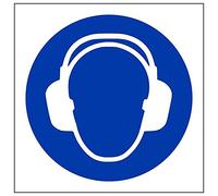 Señal de protección auditiva de VSafety, cuadrada, 3 unidades, 100mm x 100mm, 3